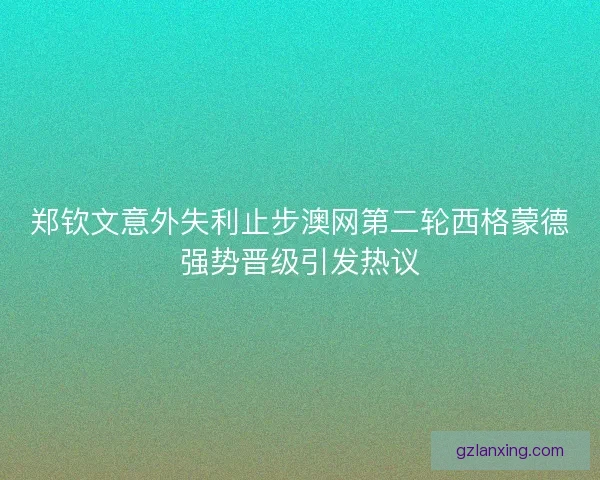 郑钦文意外失利止步澳网第二轮西格蒙德强势晋级引发热议
