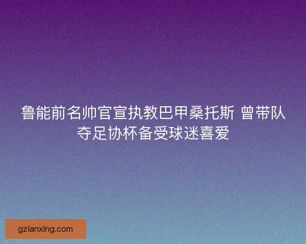 鲁能前名帅官宣执教巴甲桑托斯 曾带队夺足协杯备受球迷喜爱
